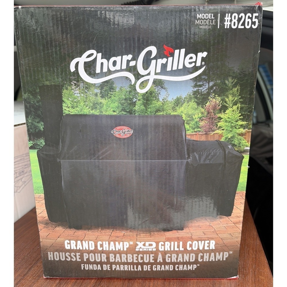 Char-Griller Grand Champ XD Grill Cover Black Model 8265 - 70-80 in. size range